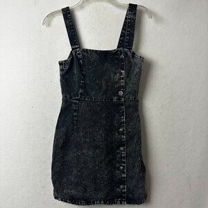 Divided‎ HM dress women XS black acid wash denim Y2K bodycon mini